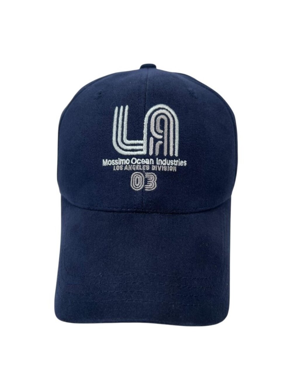 Vintage Mossimo LA Hat Cap Fitted Mens One Size Navy Blue Y2K 03